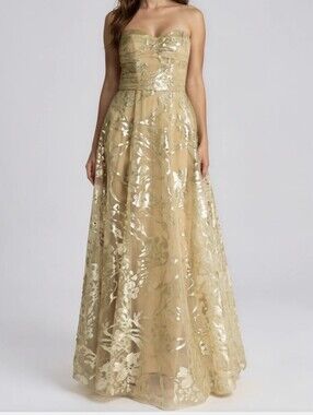 Rene Ruiz Womens Sequin Tulle Gown Size 10 Strapless